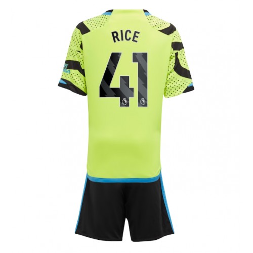 Otroški Nogometni dresi Arsenal Declan Rice #41 Gostujoči 2023-24 Kratek Rokav (+ Kratke hlače)